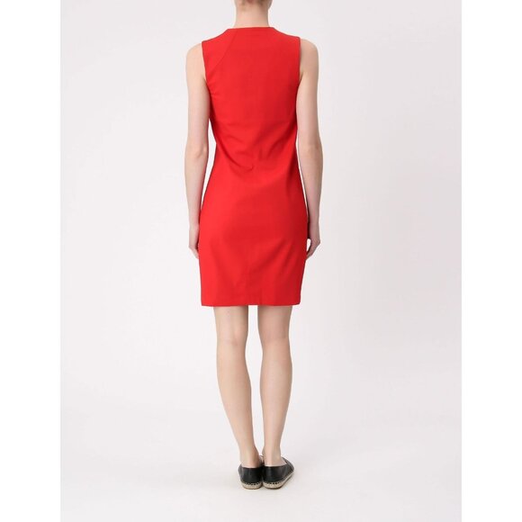 SARAH PACINI Red Stretch Cotton Twill Front Zipper Sheath Dress, Size 3/L - Picture 2 of 13